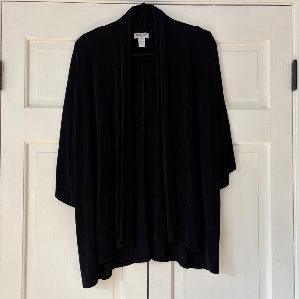 Chico’s Travelers Size 3 Open Front Dolman Short Sleeve Cardigan Chicos Size‎ XL